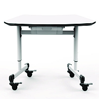 Luxor Height-Adjustable Trapezoid Student Desk with Drawer, 60.25 x 21 x 32 to 38, White (MBSDESK)