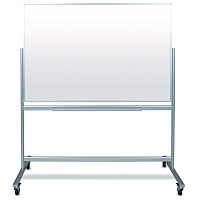 Luxor Mobile Magnetic Glass Dry Erase Board, 60" x 40", White Surface, Silver Aluminum Frame (MMGB6040)