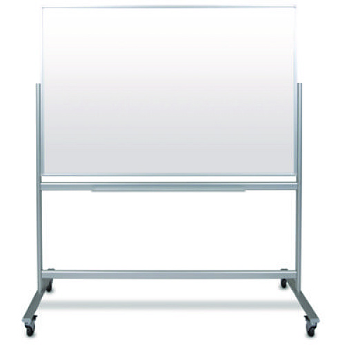 Luxor Mobile Magnetic Glass Dry Erase Board, 60" x 40", White Surface, Silver Aluminum Frame (MMGB6040)