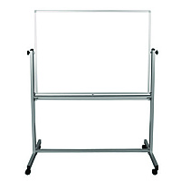 Luxor Mobile Magnetic Whiteboard, 48" x 36", White Surface, Silver Aluminum Frame (MB4836WW)