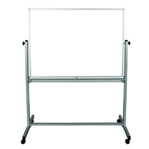 Luxor Mobile Magnetic Whiteboard, 48" x 36", White Surface, Silver Aluminum Frame (MB4836WW)