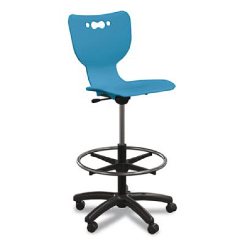 MooreCo Hierarchy Five-Star Stool, Supports Up to 250 lbs, 24.48" to 33.23" Seat Height, Blue Seat, Black Base (53512BLU)