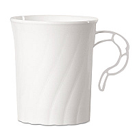 WNA Classicware Plastic Mugs, 8 oz, White, 8/Pack, 24 Packs/Carton (CWM8192W)
