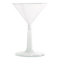 WNA Comet Plastic Martini Glasses, Two-Piece Construction, 6 oz, Clear, 12/Pack, 8 Packs/Carton (MT696)