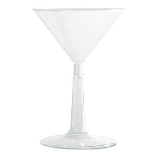 WNA Comet Plastic Martini Glasses, Two-Piece Construction, 6 oz, Clear, 12/Pack, 8 Packs/Carton (MT696)