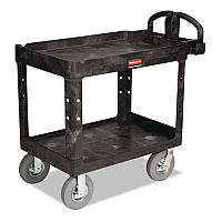 Heavy-Duty Utility Cart with Lipped Shelves, Plastic, 2 Shelves, 500 lb Capacity, 25.88