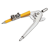 Charles Leonard Ball Bearing Compass with Safety Pointed Tip, 12" Maximum Diameter, Silver, Dozen 1 Piece(s) - Metal, Aluminum - Silver - 1 Dozen (77365)