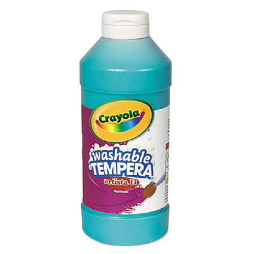 Crayola Artista II Washable Tempera Paint, Turquoise, 16 oz Bottle Turquoise - 16 oz - Washable - 1 Each (543115048)