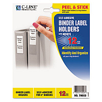 C-Line Self-Adhesive Ring Binder Label Holders, Top Load, 2.25 x 3.06, Clear, 12/Pack (70023)