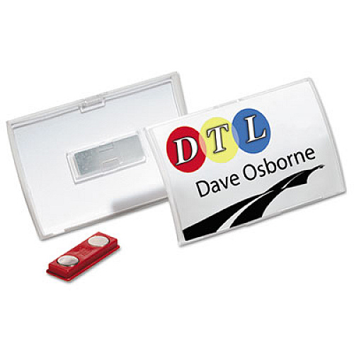 Durable Click-Fold Convex Name Badge Holder, Double Magnets, 3 3/4 x 2 1/4, Clear, 10/Pk 2.9" Height x 3.8" Width x 0.3" Depth - Polypropylene - Clear - 10 / Pack (821519)