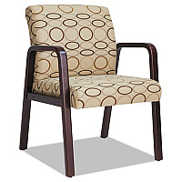 Alera Reception Lounge WL Series Guest Chair, 24.21" x 24.8" x 32.67", Tan Seat, Tan Back, Mahogany Base (ALERL4351M)