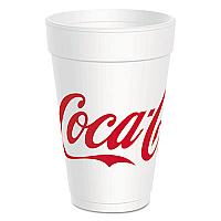 Coca-Cola Foam Cups, 16 oz, White/Red, 25/Bag, 40 Bags/Carton