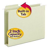 Smead FasTab Box Bottom Hanging Folders, Letter Size, 1/3-Cut Tabs, Moss, 20/Box 8 1/2" x 11" - 2" Expansion - Top Tab Location - Assorted Tab Position - 11 pt. - 2 Plys - Moss - Reinforced Tab - 10% Recycled - 20 / Box (64201)
