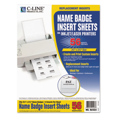 Badge Insert Refills, 2-1/4"x3-1/2", 56/PK, White Qty:5