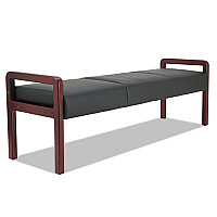 Alera Reception Lounge WL Series Bench, Three-Seater, 65.75w x 22.25d x 22.88h, Black/Mahogany