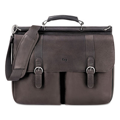 SOLO Executive Leather Briefcase, Fits Devices Up to 16", Leather, 16.5 x 5 x 13, Espresso (D5353)