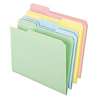 Pastel Colored File Folders, 1/3-Cut Tabs: Assorted, Letter Size, Assorted Colors, 100/Box