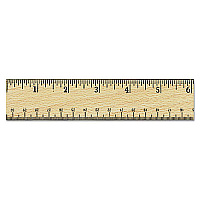 Flat Wood Ruler w/Double Metal Edge, Standard, 12" Long, Clear Lacquer Finish