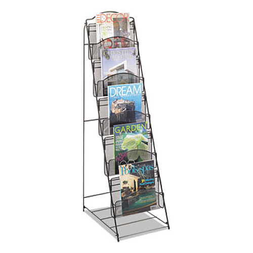 Onyx Magazine Floor Rack, 12.5w x 18.5d x 46h, Black