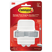 Command Broom Gripper, 3.12w x 2.43d x 3.34h, White/Gray, 1 Gripper/2 Strips 4 lb (1.81 kg) Capacity - 4" Height x 5.2" Width - for Broom - Plastic - White, Clear - 1 Each (17007ES)