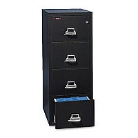 Insulated Vertical File, 1-Hour Fire Protection, 4 Legal-Size File Drawers, Black, 20.81" x 31.56" x 52.75"