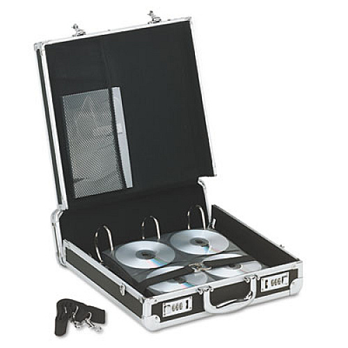 Vaultz Locking Media Binder, Holds 200 Discs, Black (VZ01076)
