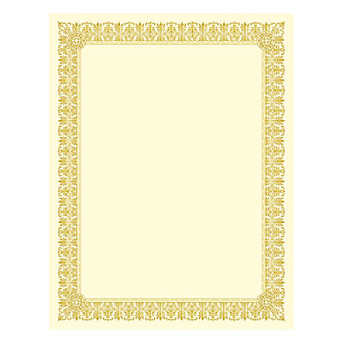 Southworth Premium Certificates, 8.5 x 11, Ivory/Gold with Fleur Gold Foil Border, 15/Pack (CTP1V)