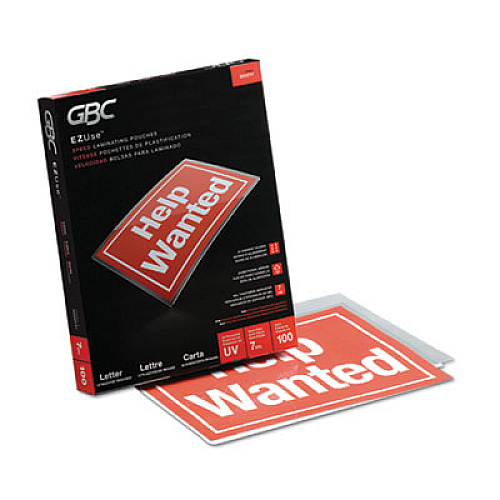 GBC EZUse Thermal Laminating Pouches, 7 mil, 9" x 11.5", Gloss Clear, 100/Box Sheet Size Supported: Letter - Laminating Pouch/Sheet Size: 8.50" Width x 11" Length x 7 mil Thickness - Glossy - for Document - UV Resistant, Fade Resistant - Clear - (3200717)