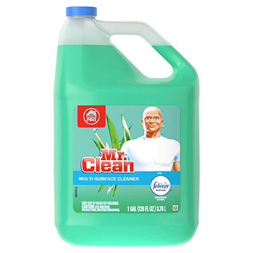 Mr. Clean Multipurpose Cleaning Solution with Febreze, 128 oz Bottle, Meadows and Rain Scent (23124)