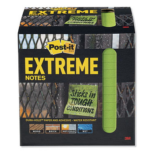 Post-it Extreme Notes Water-Resistant Self-Stick Notes, Green, 3" x 3", 45 Sheets, 12/Pack (XTRM3312TRYG)