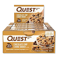 Quest Protein Bars, Chocolate Chip Cookie Dough, 2.12 oz Bar, 12 Bars/Box (00003)