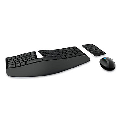 Microsoft Sculpt Ergonomic Desktop Wireless Keyboard and Mouse Combo, 2.4 GHz Frequency, Black (L5V00001)