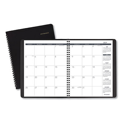 AT-A-GLANCE Monthly Planner, 8.75 x 7, Black Cover, 18-Month (July to Dec): 2022 to 2023 (7012705)