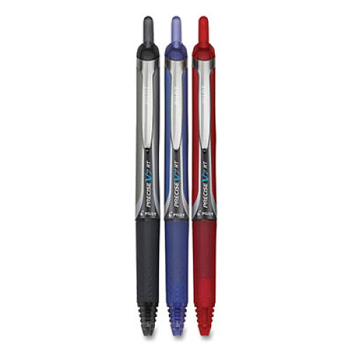 Pilot Precise V5RT Roller Ball Pen, Retractable, Extra-Fine 0.5 mm, Assorted Ink and Barrel Colors, 3/Pack (26053)