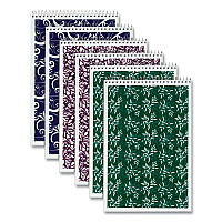 TOPS Fashion Steno Pad, Gregg Rule, Assorted Abstract Floral Headband Designs, 80 White 6 x 9 Sheets, 6/Pack (80229)