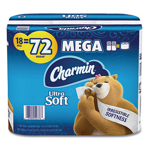 Ultra Soft Bathroom Tissue, Mega Roll, Septic Safe, 2-Ply, White, 244 Sheets/Roll, 18 Rolls/Carton