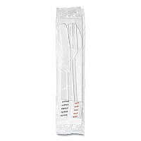 Berkley Square Medium Heavyweight Cutlery Kit, Plastic Fork/Spoon/Knife/Salt/Pepper/Napkin, White, 250/Carton (1181239)