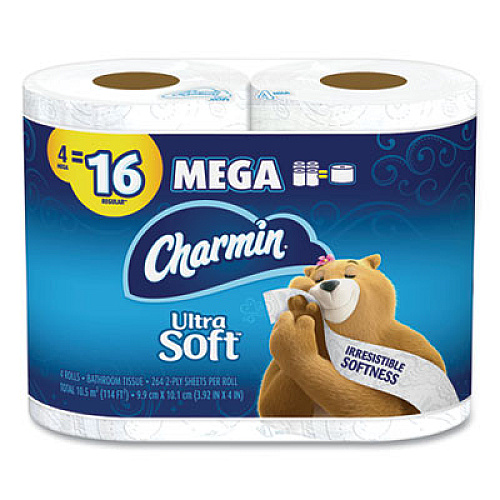 Charmin&reg; Ultra Soft Standard Toilet Paper, 2-Ply, 244 Sheets, 4 Rolls (01517PK)