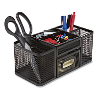 TRU RED Seven Compartment Wire Mesh Accessory Holder, 4.45 x 9.33 x 3.86, Black (24402454)