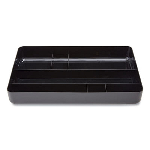 TRU RED Deep Plastic Drawer Organizer, Seven Compartment, 9.13 x 14.13 x 2.04, Black (24380805)