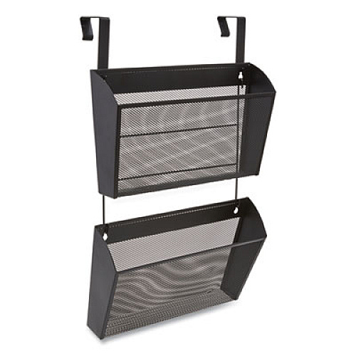 TRU RED Wire Mesh Wall File, 2 Sections, Letter Size, 14.37" x 3.34", Black (24402445)