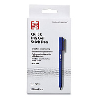 TRU RED Quick Dry Gel Pen, Stick, Medium 0.7 mm, Blue Ink, Blue Barrel, Dozen (24377021)