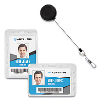 Advantus Antimicrobial ID Security Badge Lanyard Combo, Horizontal, Clear 4.13" x 2.88" Holder, 3.5" x 2.25" Insert, 30" Cord, 20/Pack Horizontal/Vertical - Multicolor - 20 / Pack (76096)