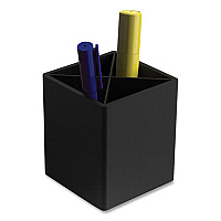 TRU RED Divided Plastic Pencil Cup, 3.31 x 3.31 x 3.87, Black (24380427)
