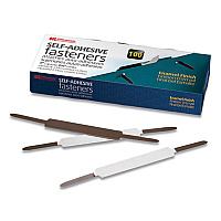 Officemate Self-Adhesive Two-Prong Folder Fastener Bases, 1" Capacity, 2.75" Center to Center, Brown, 100/Box (99875)