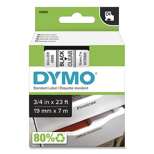 D1 High-performance Polyester Removable Label Tape, 0.75" X 23 Ft, Black On Clear