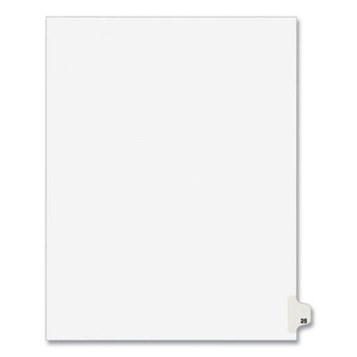 Preprinted Legal Exhibit Side Tab Index Dividers, Avery Style, 10-Tab, 25, 11 x 8.5, White, 25/Pack, (1025) 1 Printed Tab(s) - Digit - 25 - 1 Tab(s)/Set - 8.5" Divider Width x 11" Divider Length - Letter - White Paper Divider - Paper Tab(s) - 20%  (01025)