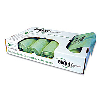 Heritage Biotuf Compostable Can Liners, 64 gal, 1 mil, 47" x 60", Green, 20 Bags/Roll, 5 Rolls/Carton (Y9460YER01)