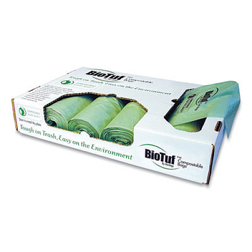 Heritage Biotuf Compostable Can Liners, 64 gal, 1 mil, 47" x 60", Green, 20 Bags/Roll, 5 Rolls/Carton (Y9460YER01)