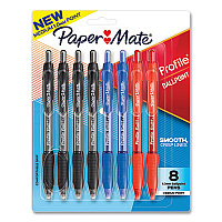 Paper Mate Profile Ballpoint Pen, Retractable, Medium 1 mm, Assorted Ink and Barrel Colors, 8/Pack (2097014)